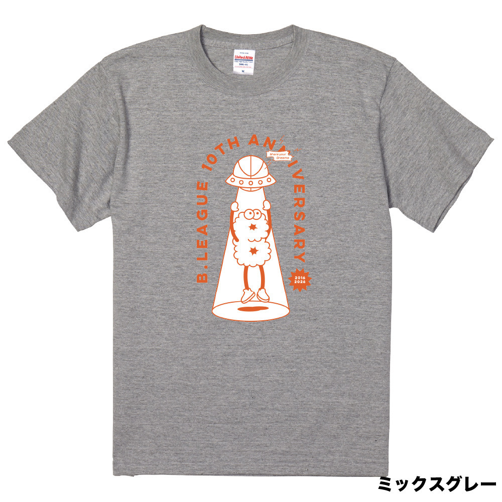【全5色】B.LEAGUE 10th ANNIVERSARY Alien グラフィックTシャツ 詳細画像 ミックスグレー 1