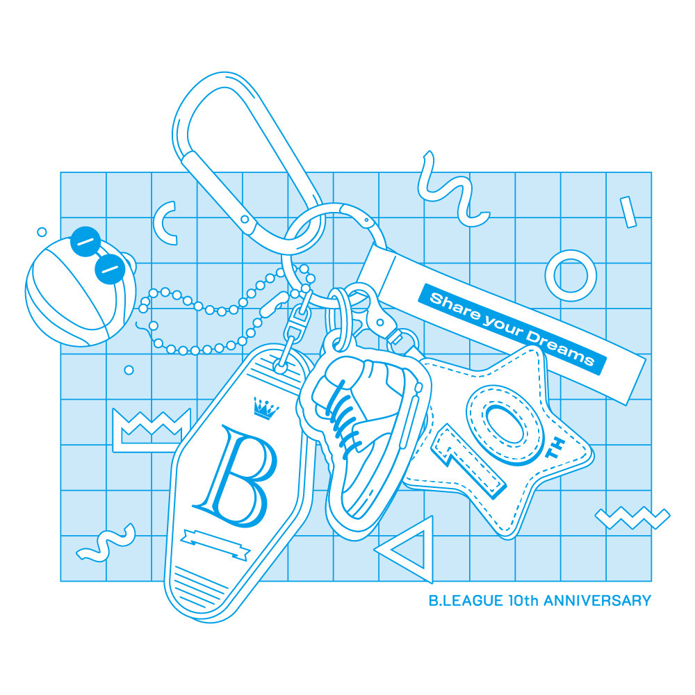 【全5色】B.LEAGUE 10th ANNIVERSARY Key chain グラフィックTシャツ 詳細画像 ヘイジーネイビー 2