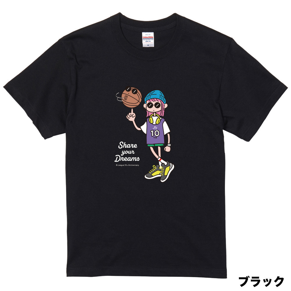 【全5色】B.LEAGUE 10th ANNIVERSARY Girl グラフィックTシャツ 詳細画像 ブラック 1