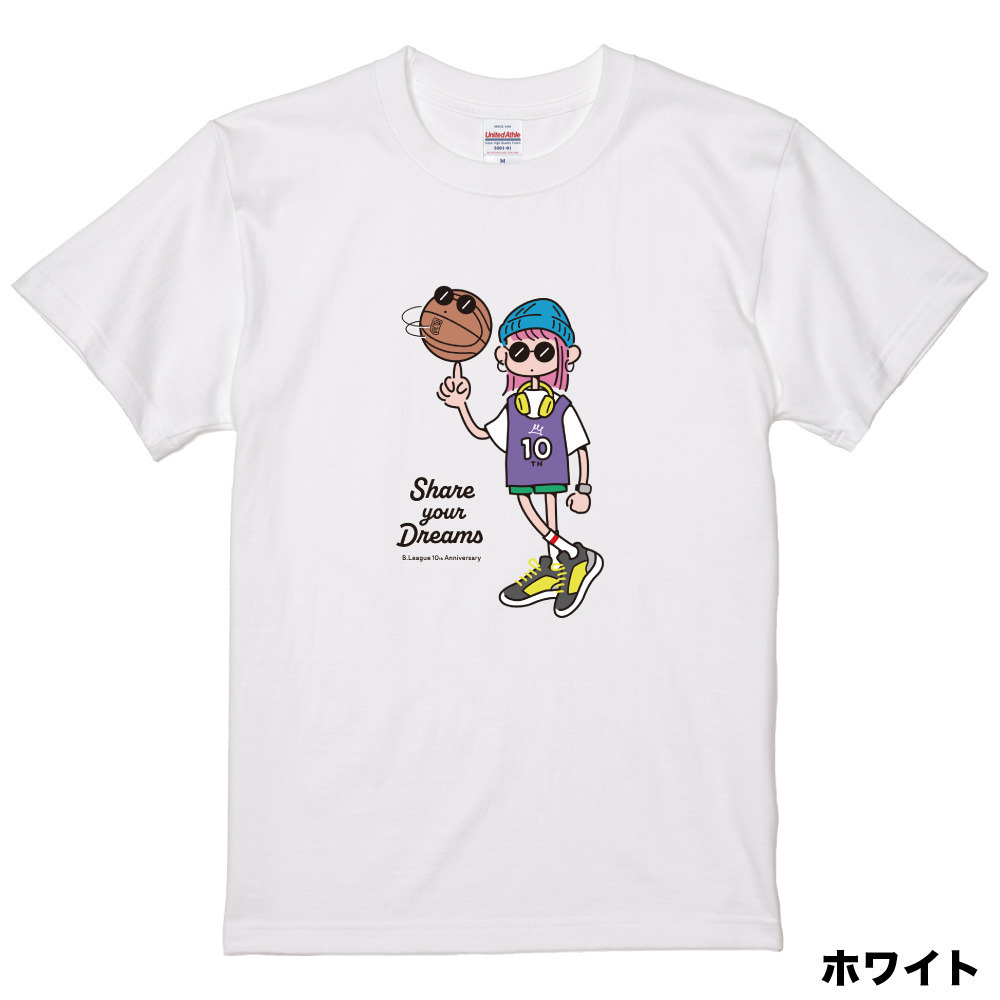 【全5色】B.LEAGUE 10th ANNIVERSARY Girl グラフィックTシャツ 詳細画像 ホワイト 1