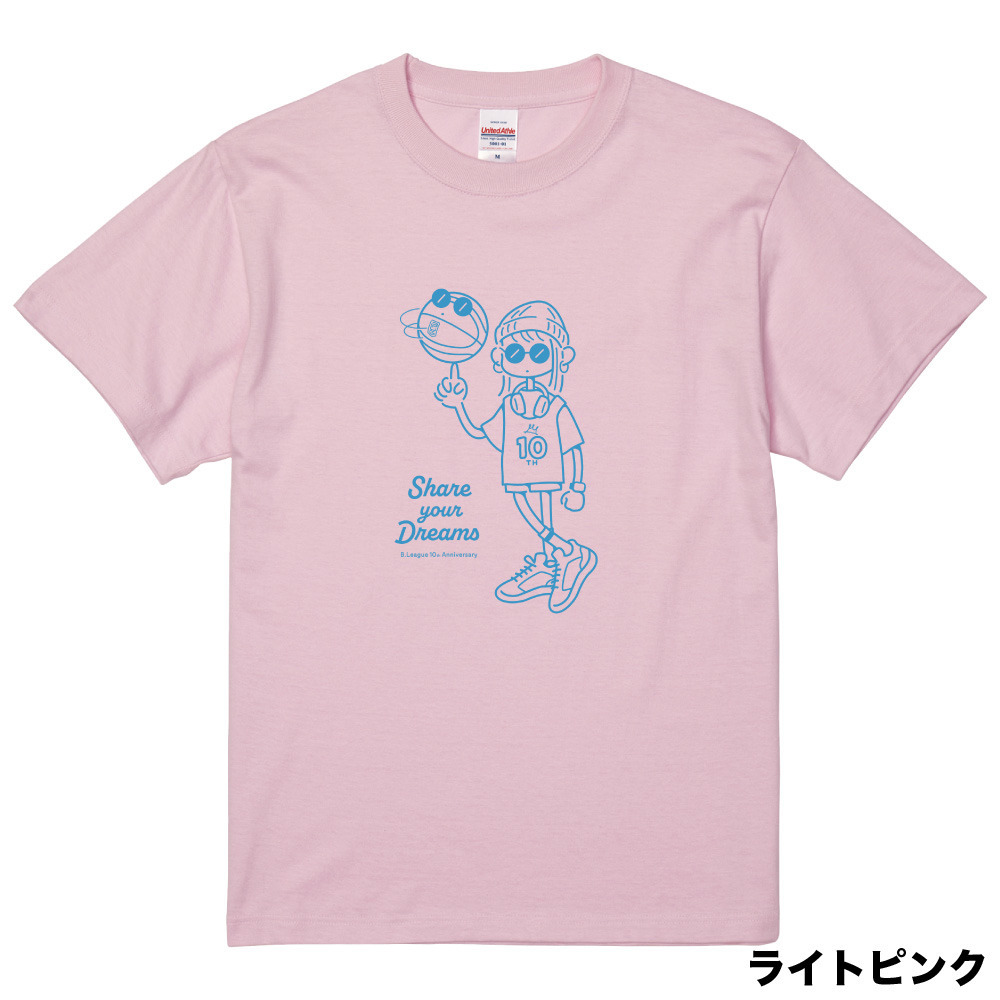 【全5色】B.LEAGUE 10th ANNIVERSARY Girl グラフィックTシャツ 詳細画像 ライトピンク 1
