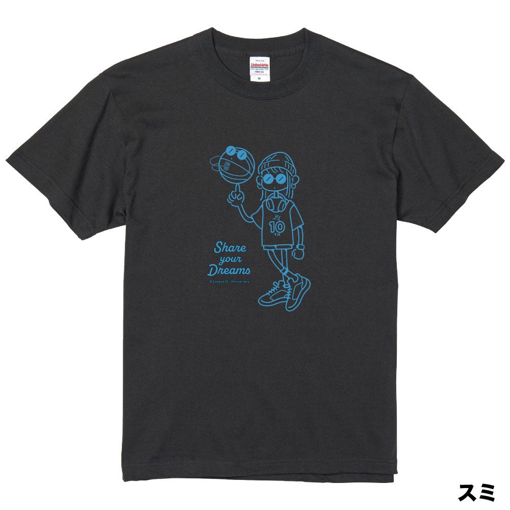 【全5色】B.LEAGUE 10th ANNIVERSARY Girl グラフィックTシャツ 詳細画像 スミ 1