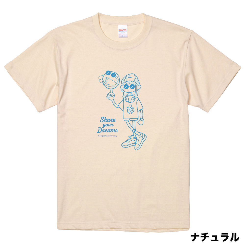 【全5色】B.LEAGUE 10th ANNIVERSARY Girl グラフィックTシャツ 詳細画像 ナチュラル 1