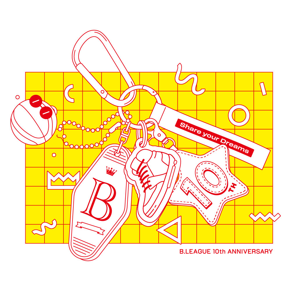 B.LEAGUE 10th ANNIVERSARY Key chain グラフィック キャンバストートバッグ 詳細画像 ナチュラル 2