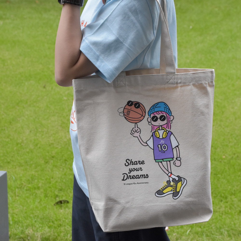 B.LEAGUE 10th ANNIVERSARY Girl グラフィック キャンバストートバッグ 詳細画像 ナチュラル 2