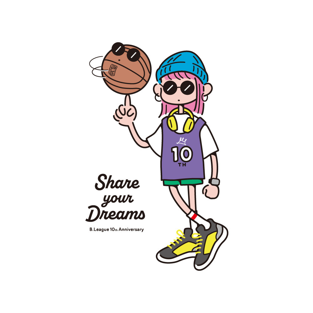 B.LEAGUE 10th ANNIVERSARY Girl グラフィック キャンバスフラットポーチ 詳細画像 ナチュラル 2