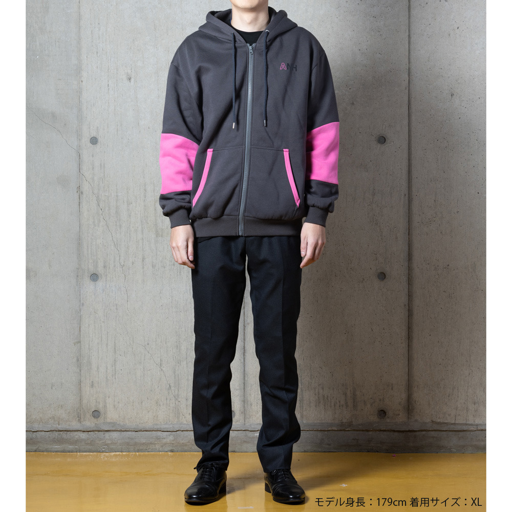 ANHジップパーカー 詳細画像 チャコールグレー&times;濃ピンク 10