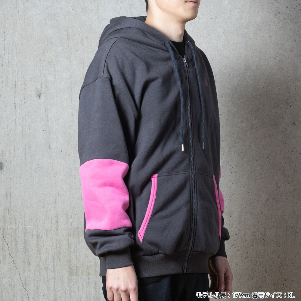 ANHジップパーカー 詳細画像 チャコールグレー&times;濃ピンク 7