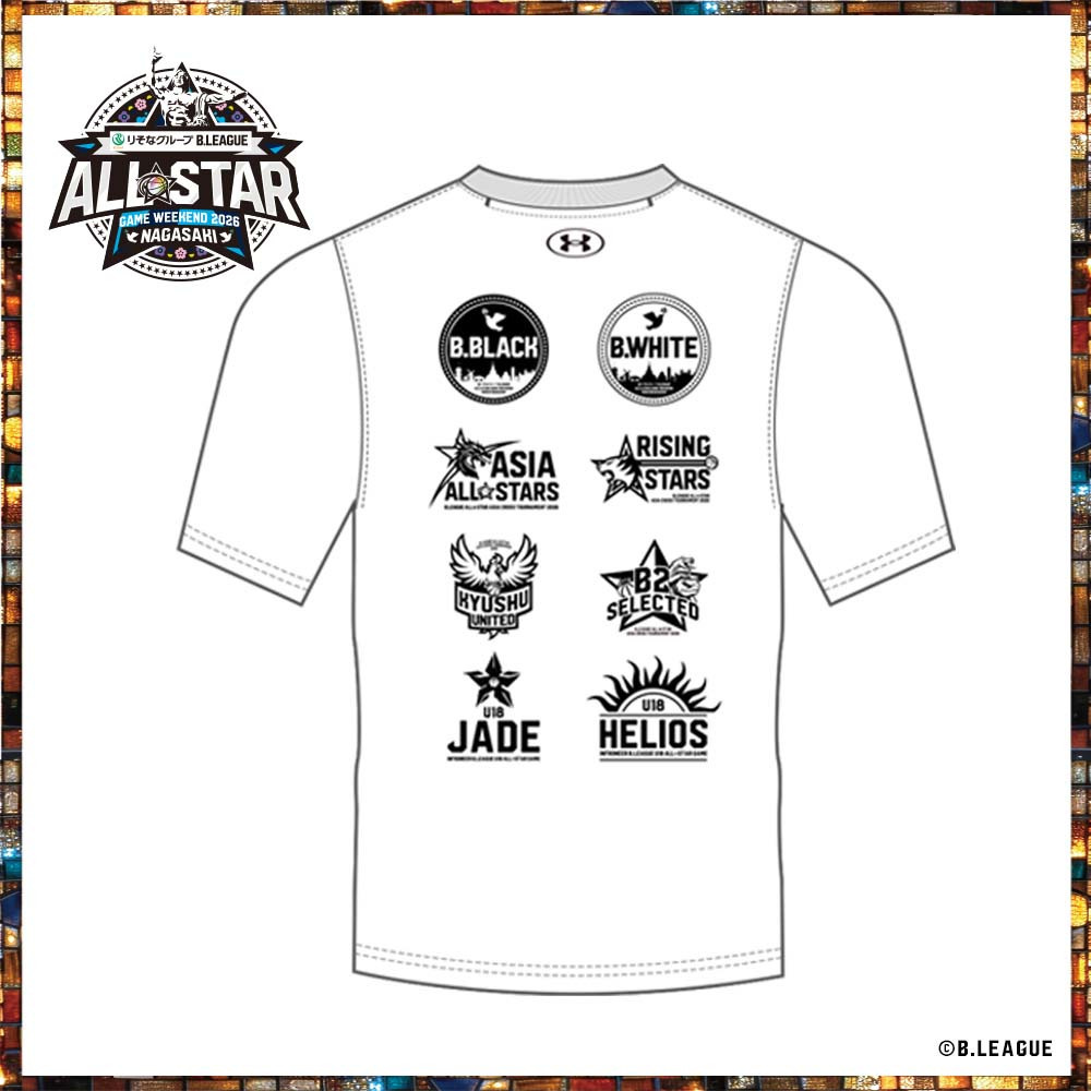 【事前販売】りそなグループ B.LEAGUE ALL-STAR GAME WEEKEND 2026 IN NAGASAKI 半袖Tシャツ＜B.WHITE＞ ネーム＆ナンバー加工あり 詳細画像 B.WHITE 2
