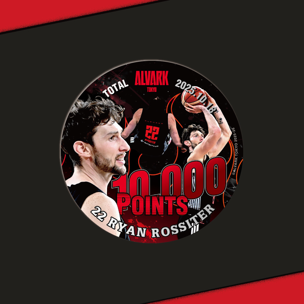 ロシター選手個人通算10000得点記念缶バッジ 詳細画像 1