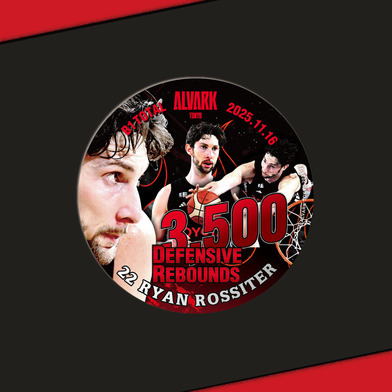 ロシター選手B1個人通算3500ディフェンスリバウンド記念缶バッジ