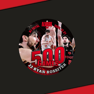 ロシター選手B1個人通算500試合出場記念缶バッジ