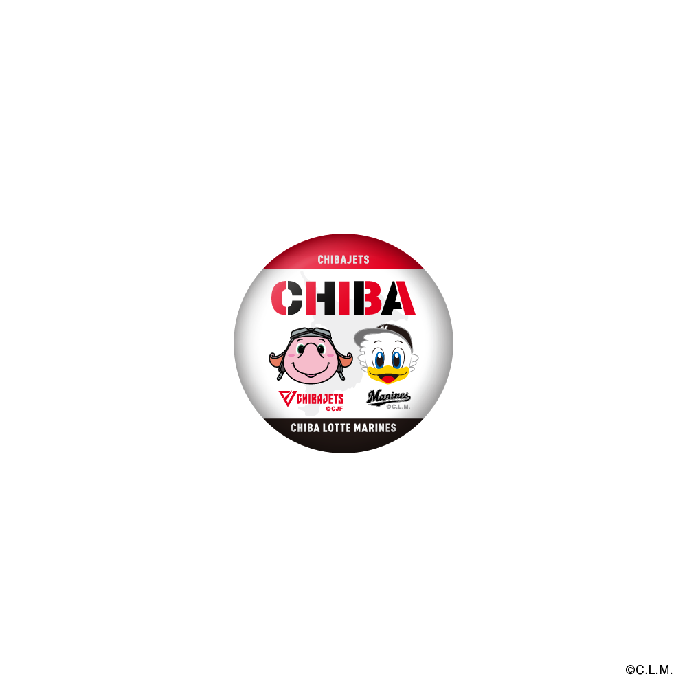 千葉ジェッツ×千葉ロッテマリーンズ イラスト缶バッジ 詳細画像 1