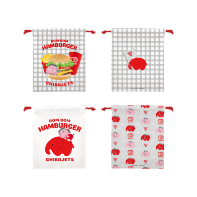 ﾄﾞﾑﾄﾞﾑﾊﾝﾊﾞｰｶﾞｰｺﾗﾎﾞ 巾着