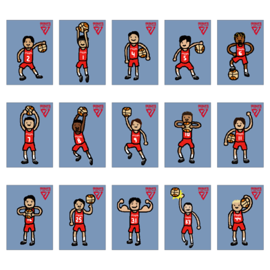 CHIBAJETS×NBA PAINT 選手ｽﾃｯｶｰｾｯﾄ(15枚)