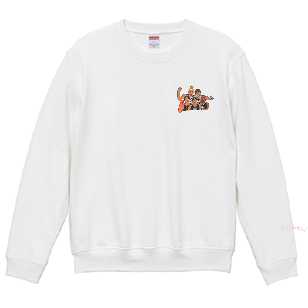 【オンライン限定】＜りそなグループ Bリーグオールスター 2026＞方言イラスト クルーネックスウェットトレーナー(ホワイト) 詳細画像 B.BLACKたい！ 1