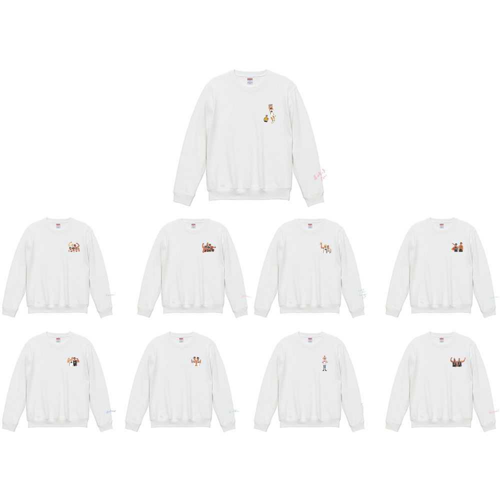 【オンライン限定】＜りそなグループ Bリーグオールスター 2026＞方言イラスト クルーネックスウェットトレーナー(ホワイト) 詳細画像 B.BLACKたい！ 2