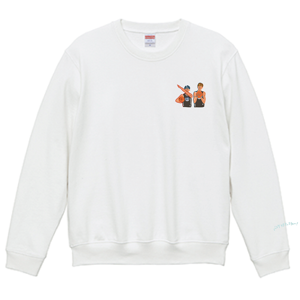 【オンライン限定】＜りそなグループ Bリーグオールスター 2026＞方言イラスト クルーネックスウェットトレーナー(ホワイト) 詳細画像 バスケ好きっさね～！ 1