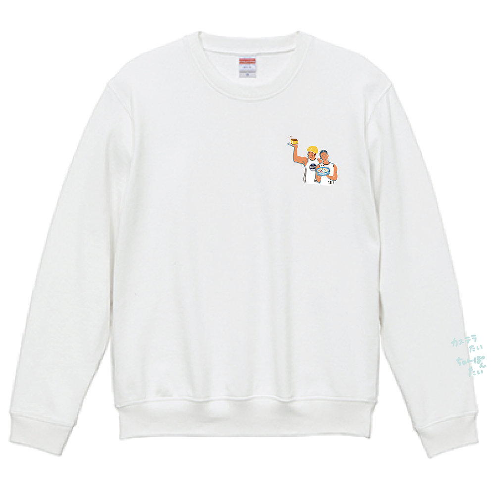 【オンライン限定】＜りそなグループ Bリーグオールスター 2026＞方言イラスト クルーネックスウェットトレーナー(ホワイト) 詳細画像 カステラたい ちゃんぽんたい 1