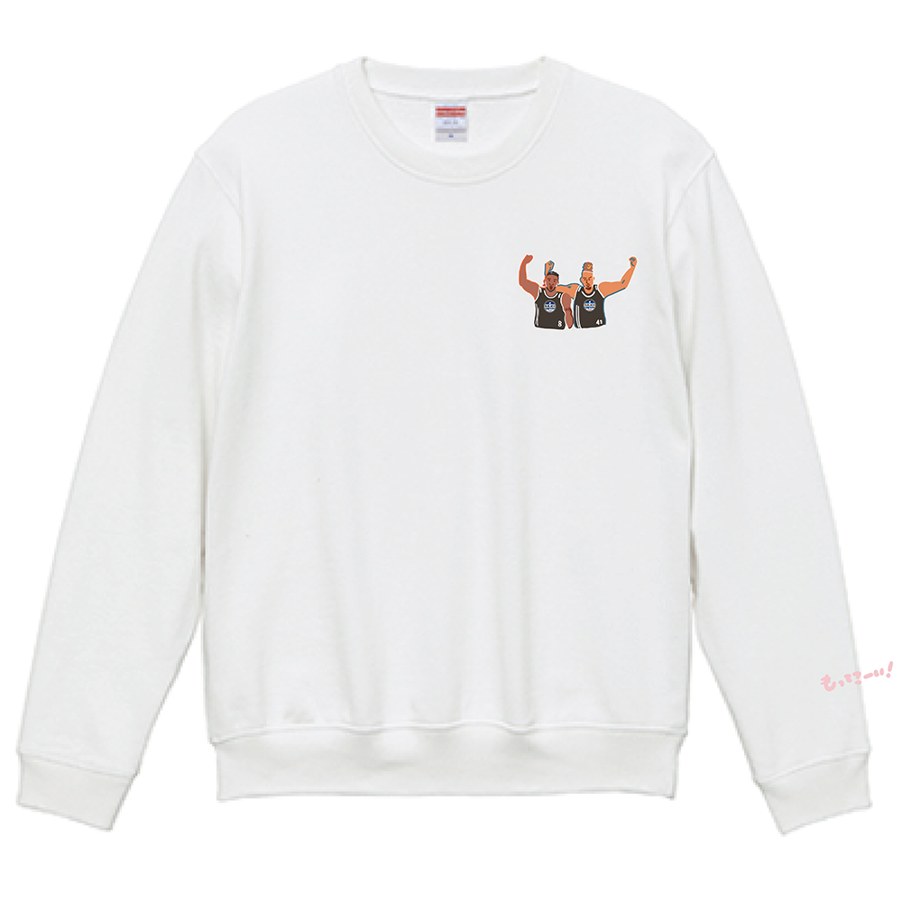 【オンライン限定】＜りそなグループ Bリーグオールスター 2026＞方言イラスト クルーネックスウェットトレーナー(ホワイト) 詳細画像 もってこーい！ 1