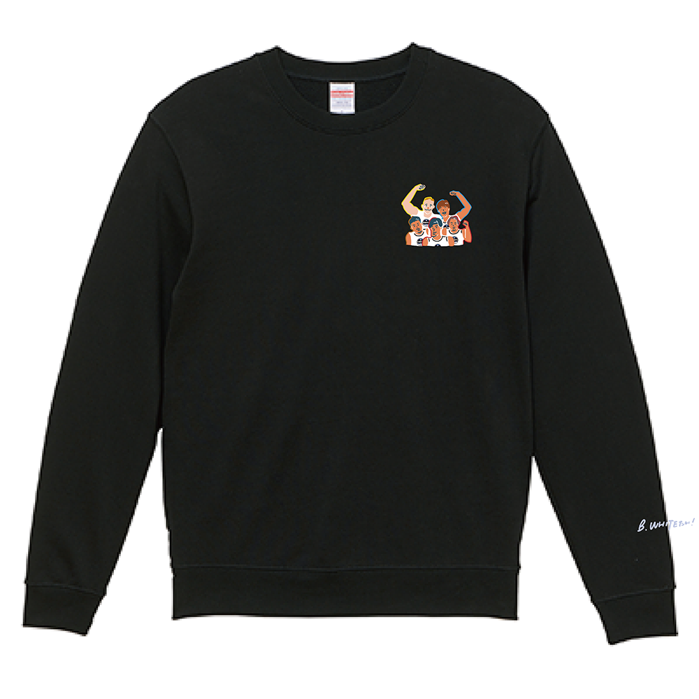 【オンライン限定】＜りそなグループ Bリーグオールスター 2026＞方言イラスト クルーネックスウェットトレーナー(ブラック) 詳細画像 B.WHITEたい！ 1