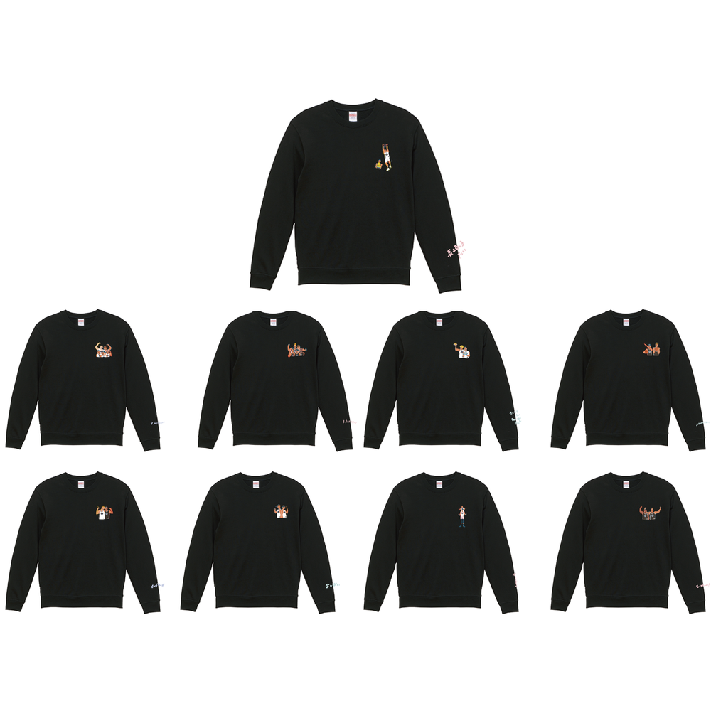 【オンライン限定】＜りそなグループ Bリーグオールスター 2026＞方言イラスト クルーネックスウェットトレーナー(ブラック) 詳細画像 B.WHITEたい！ 2