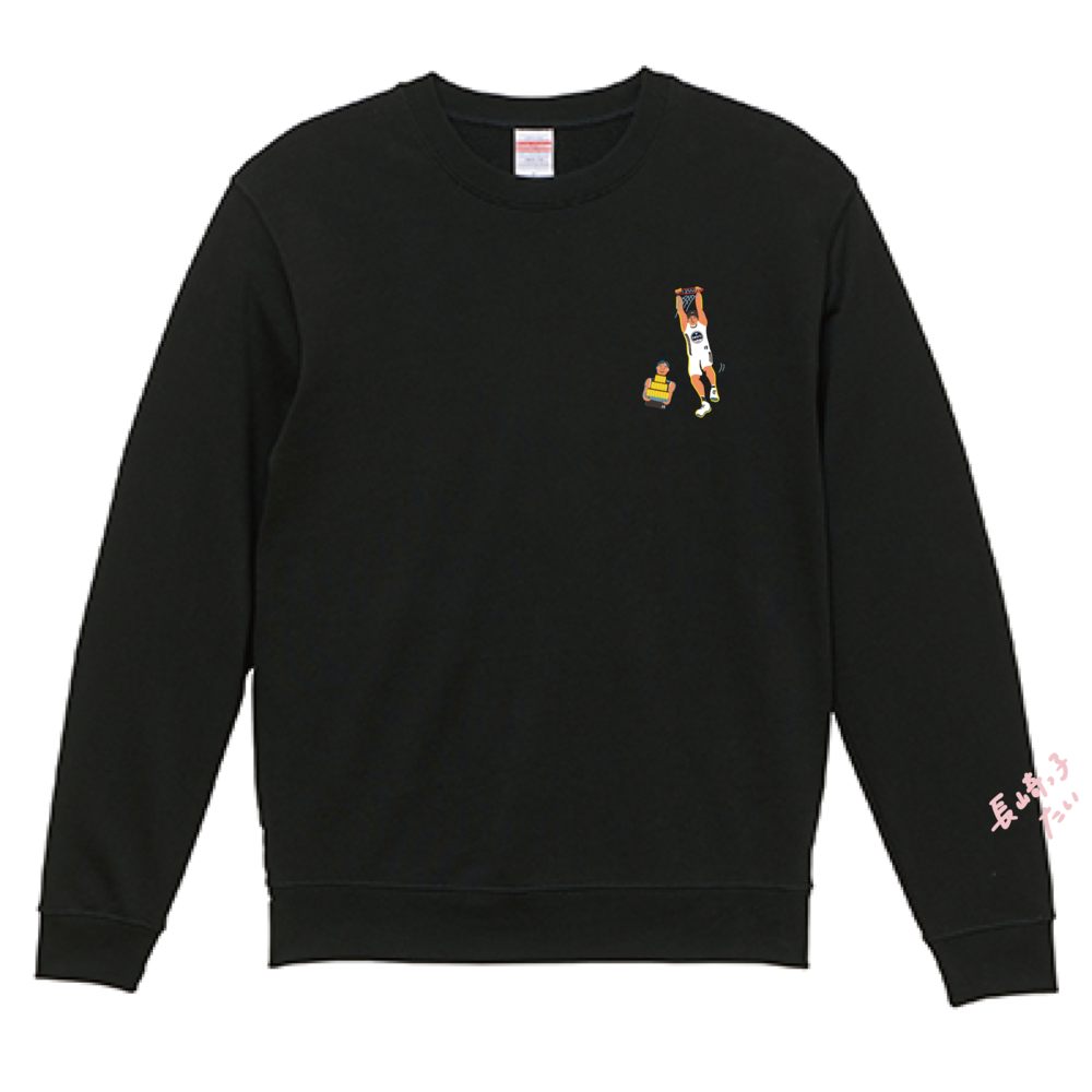 【オンライン限定】＜りそなグループ Bリーグオールスター 2026＞方言イラスト クルーネックスウェットトレーナー(ブラック) 詳細画像 長崎っ子たい！ 1