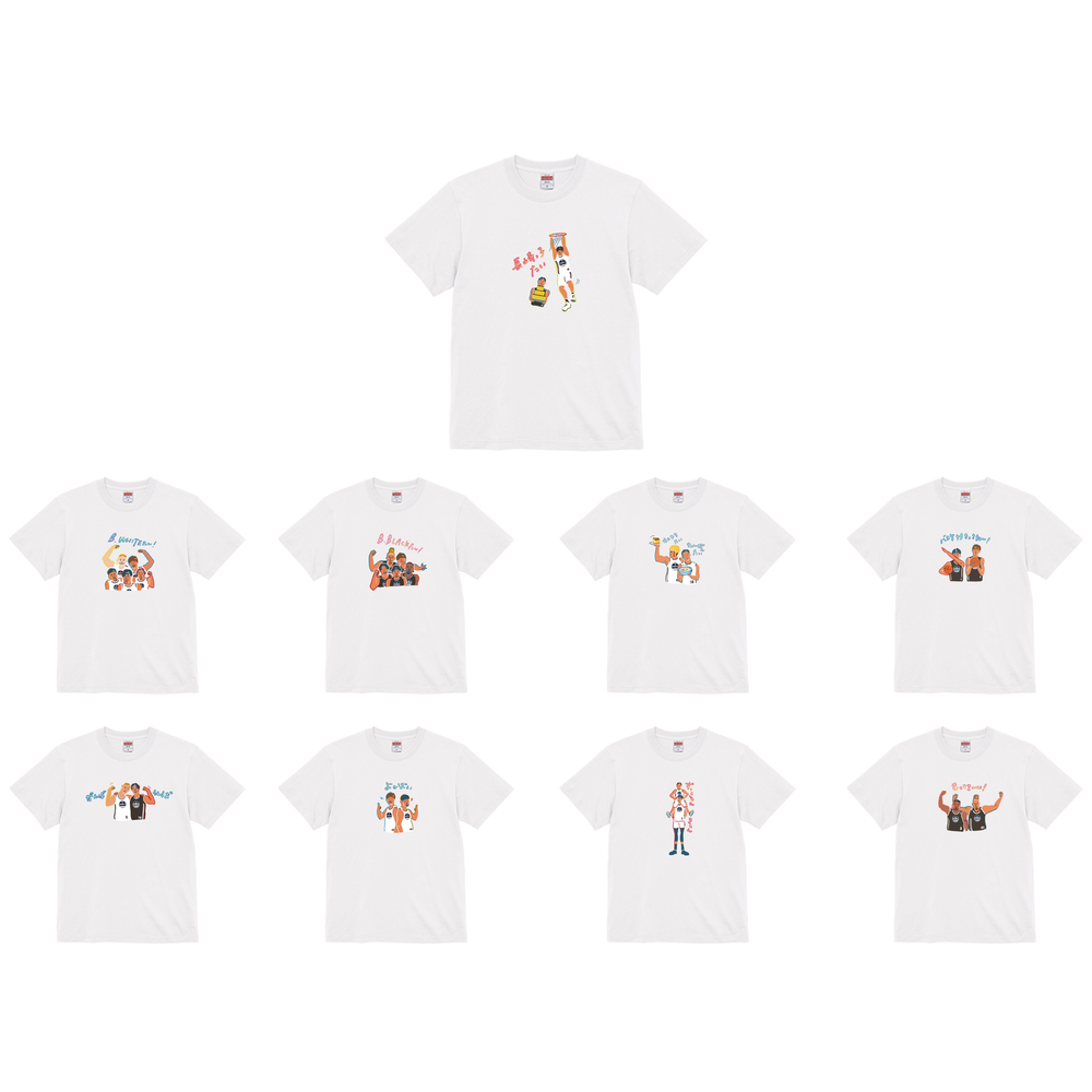 【オンライン限定】＜りそなグループ Bリーグオールスター 2026＞方言イラスト Tシャツ(ホワイト) 詳細画像 ずっきゃんきゃん 2