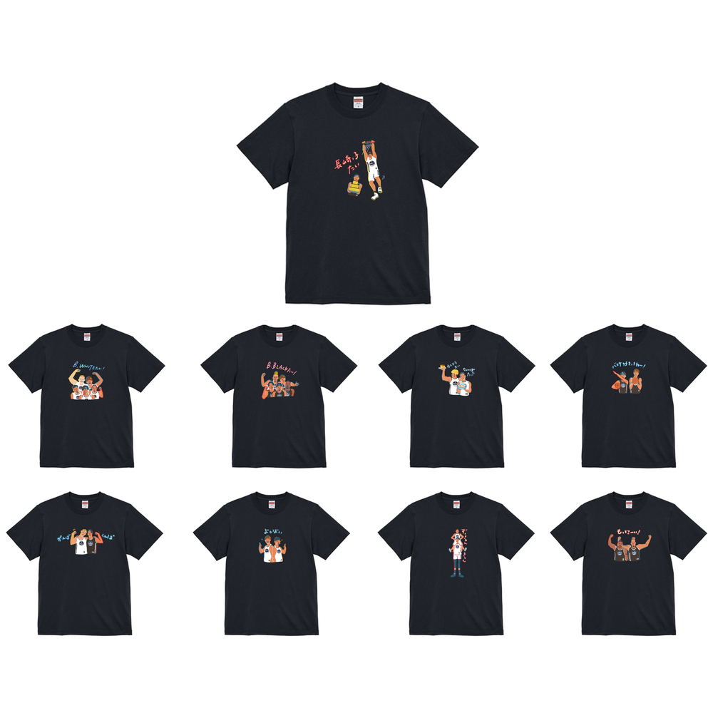 【オンライン限定】＜りそなグループ Bリーグオールスター 2026＞方言イラスト Tシャツ(ブラック) 詳細画像 B.WHITEたい！ 2