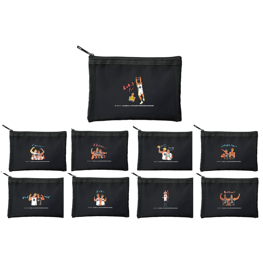 【オンライン限定】＜りそなグループ Bリーグオールスター 2026＞方言イラスト メッシュポーチ(ブラック) 詳細画像 もってこーい！ 4