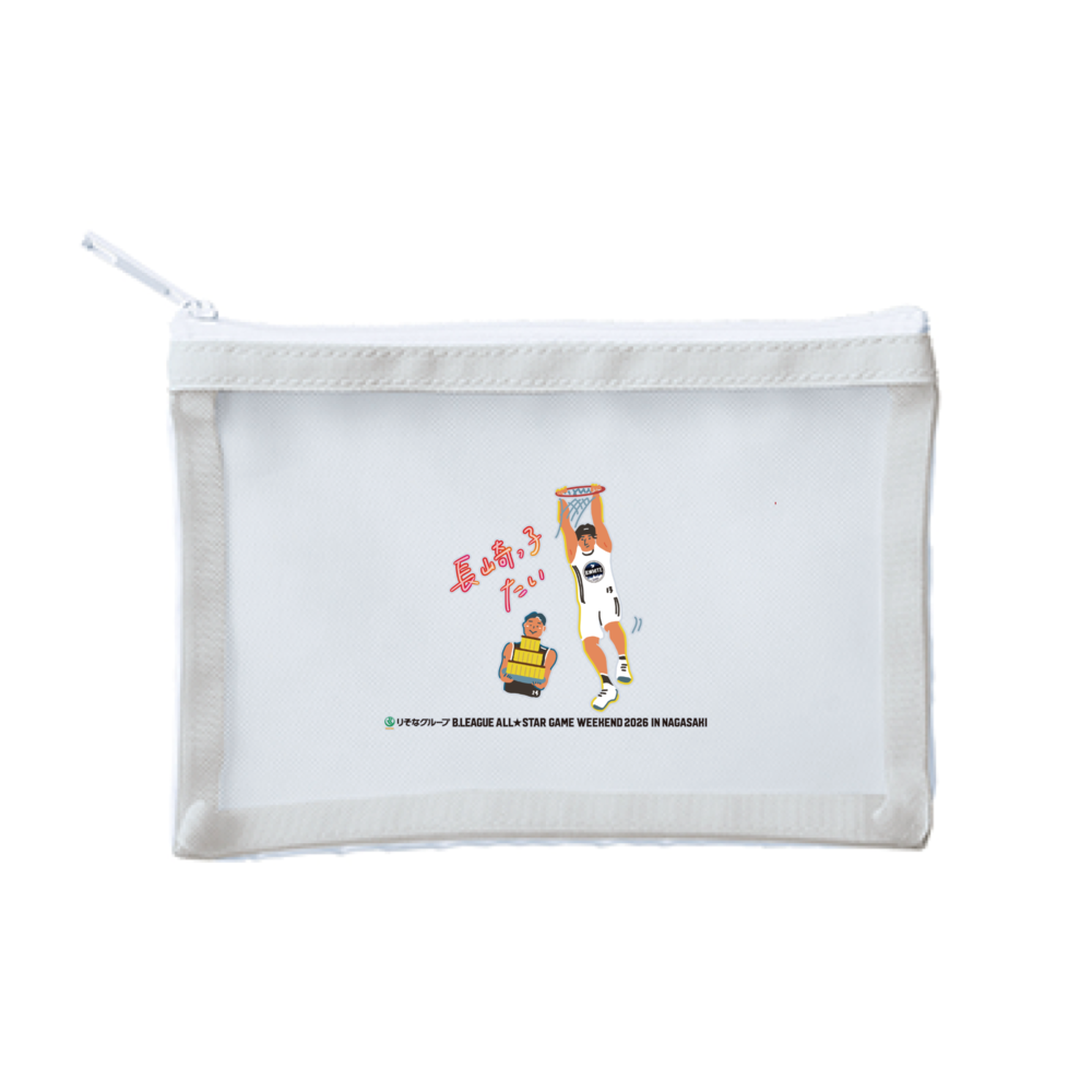 【オンライン限定】＜りそなグループ Bリーグオールスター 2026＞方言イラスト メッシュポーチ(サックスブルー) 詳細画像 長崎っ子たい！ 1