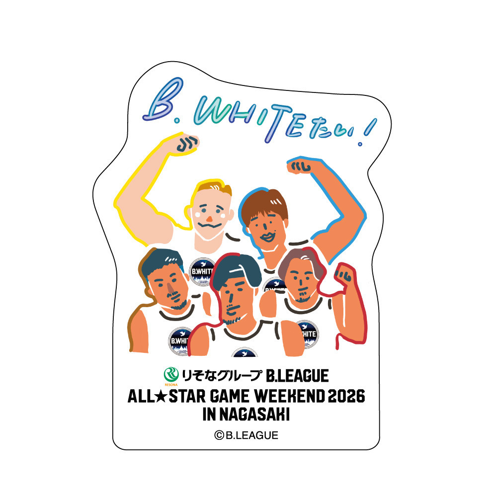＜りそなグループ Bリーグオールスター 2026＞方言イラスト ステッカー 詳細画像 B.WHITEたい！ 1