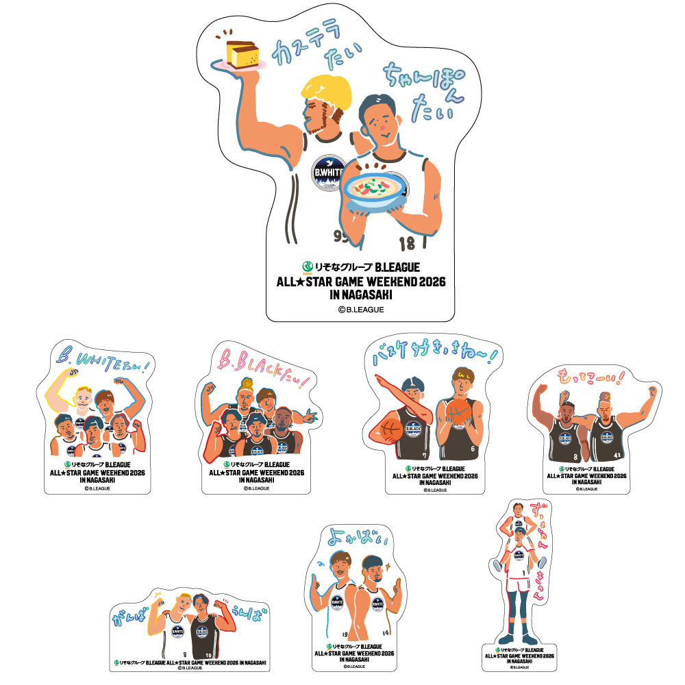 ＜りそなグループ Bリーグオールスター 2026＞方言イラスト ステッカー 詳細画像 ずっきゃんきゃん 2
