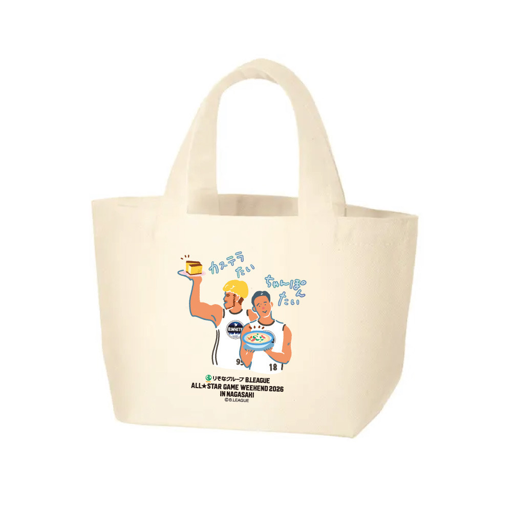 ＜りそなグループ Bリーグオールスター 2026＞方言イラスト ミニトートバッグ 詳細画像 カステラたい ちゃんぽんたい 1
