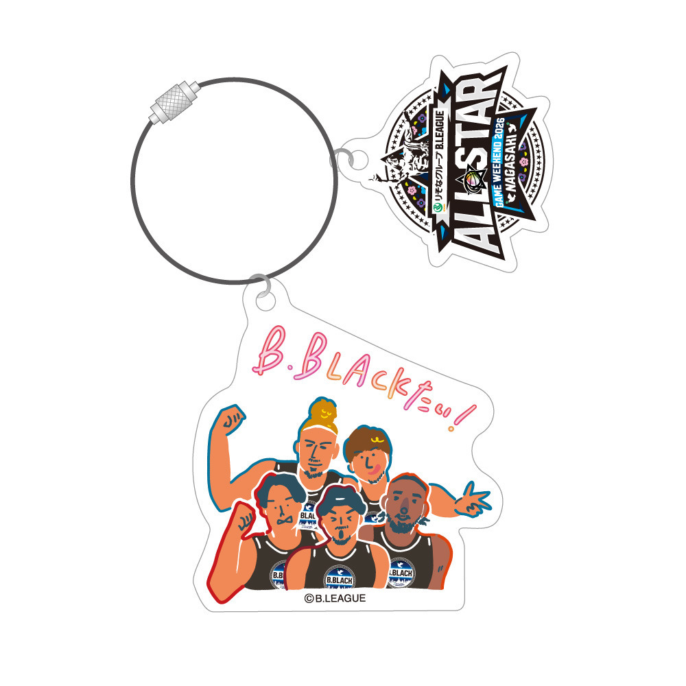 ＜りそなグループ Bリーグオールスター 2026＞方言イラスト ワイヤーアクリルキーホルダー 詳細画像 B.BLACKたい！ 1