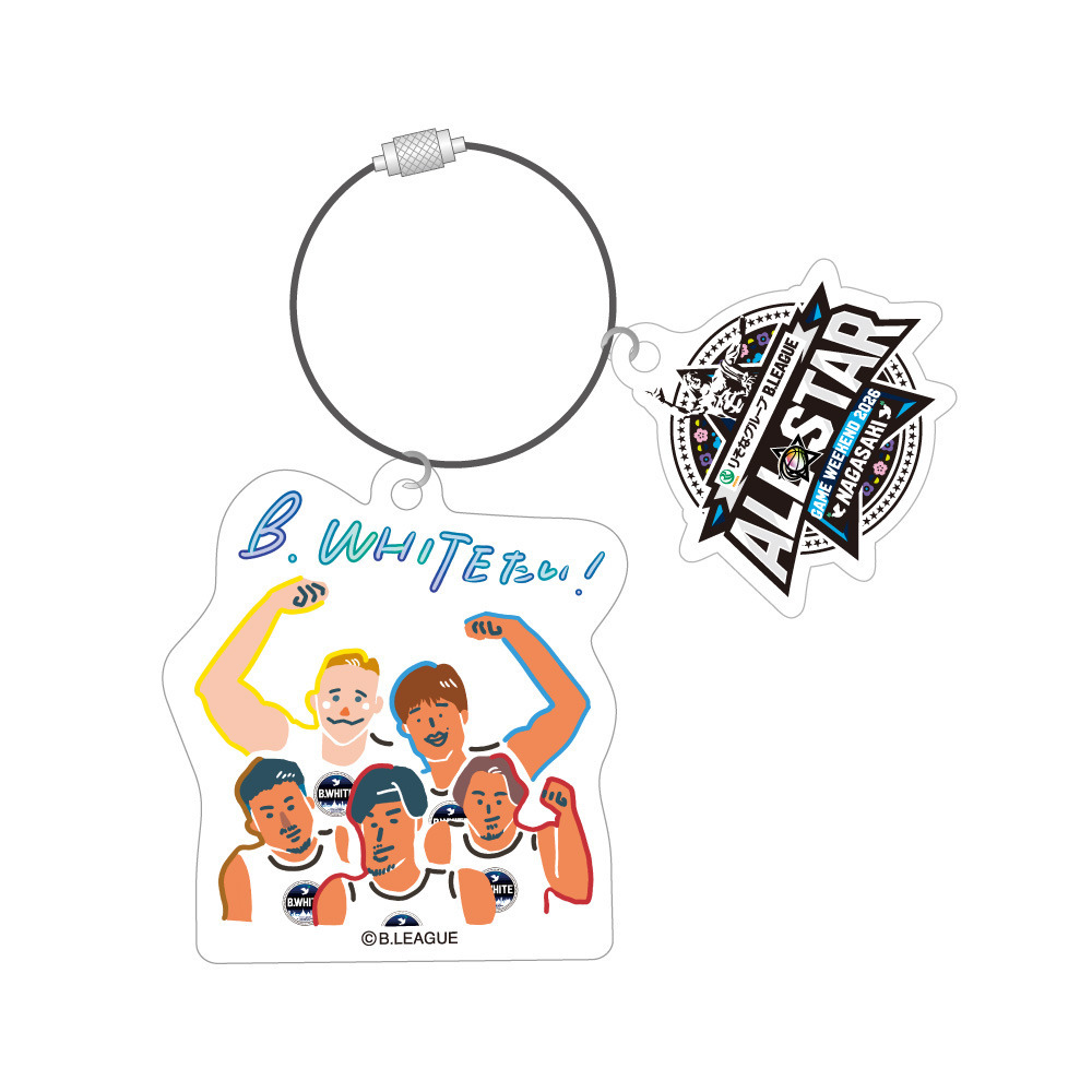 ＜りそなグループ Bリーグオールスター 2026＞方言イラスト ワイヤーアクリルキーホルダー 詳細画像 B.WHITEたい！ 1