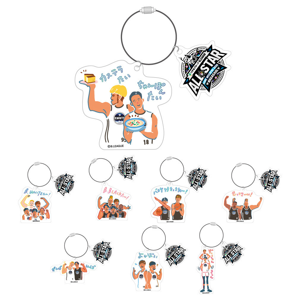 ＜りそなグループ Bリーグオールスター 2026＞方言イラスト ワイヤーアクリルキーホルダー 詳細画像 がんばらんば 2