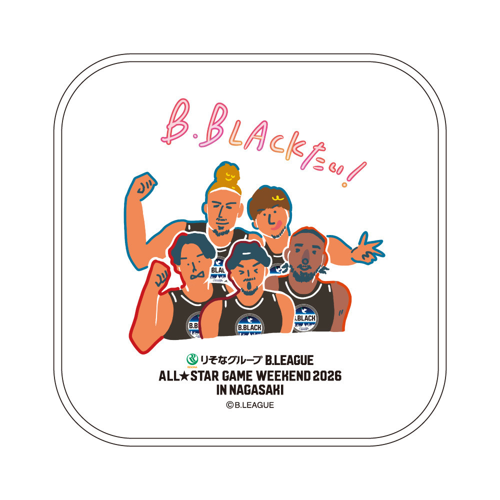 ＜りそなグループ Bリーグオールスター 2026＞方言イラスト タオルハンカチ 詳細画像 B.BLACKたい！ 1