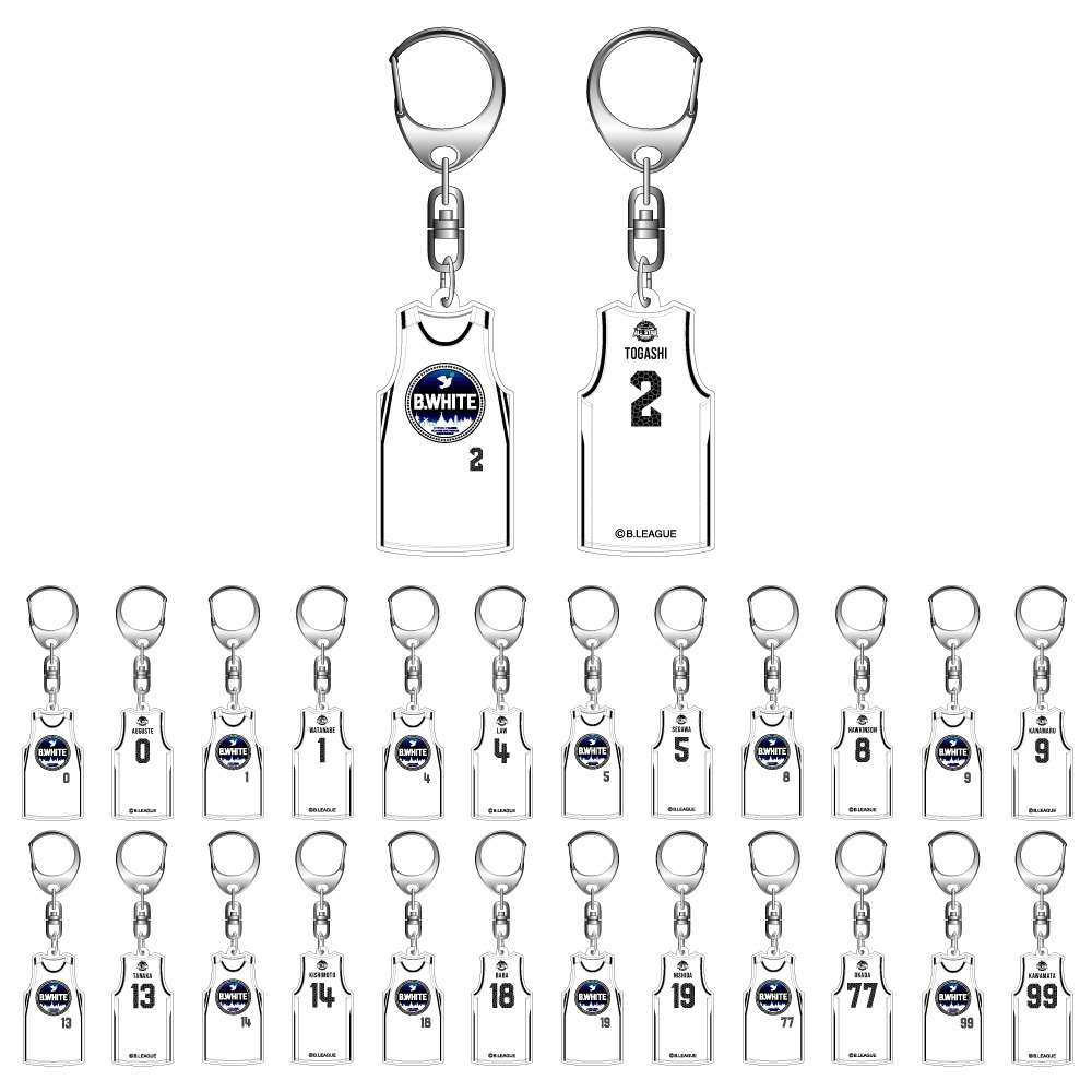 ＜りそなグループ Bリーグオールスター 2026＞ユニ型アクリルキーホルダー（B.WHITE） 詳細画像 B.WHITE 2