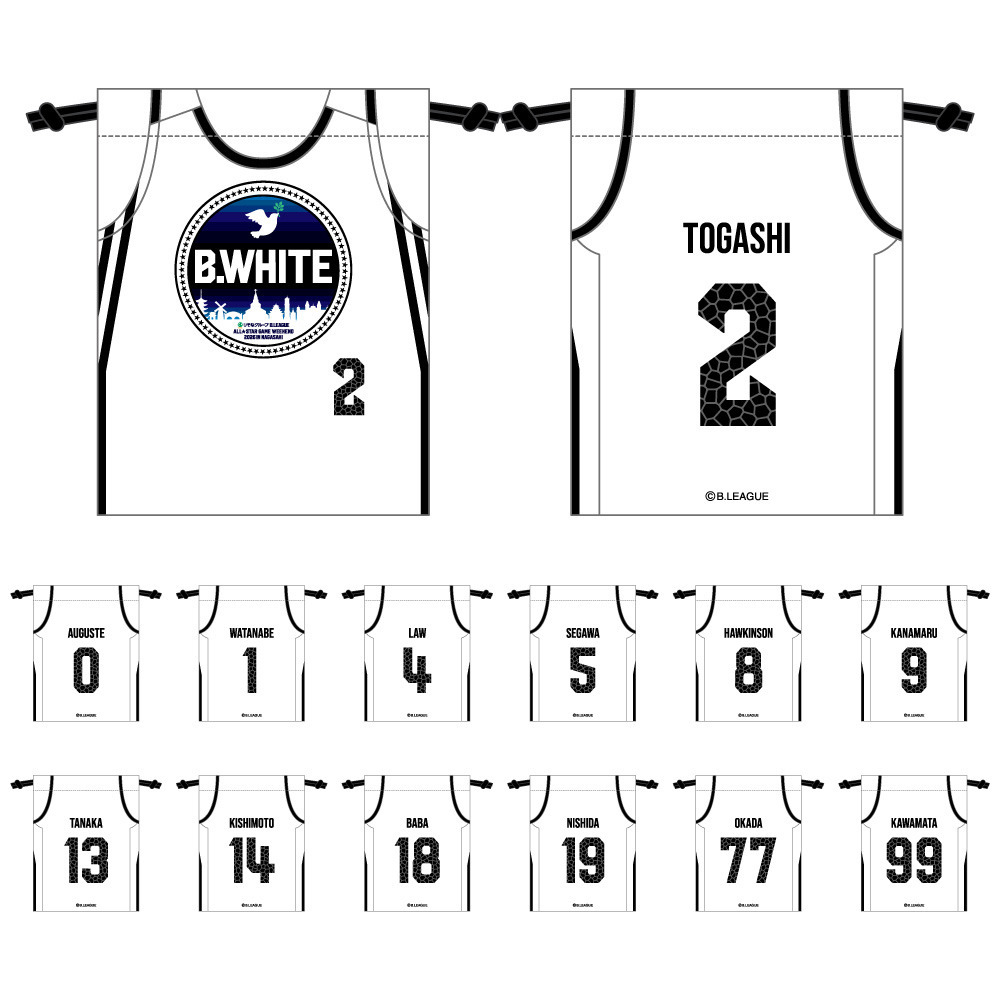 ＜りそなグループ Bリーグオールスター 2026＞巾着（B.WHITE） 詳細画像 B.WHITE 2