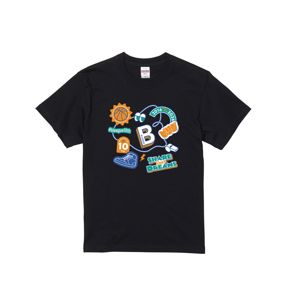 【全5色】B.LEAGUE 10th ANNIVERSARY Share your dreams Graphic T-shirt 詳細画像 ブラック 1