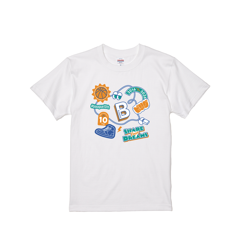 【全5色】B.LEAGUE 10th ANNIVERSARY Share your dreams Graphic T-shirt 詳細画像 ホワイト 1