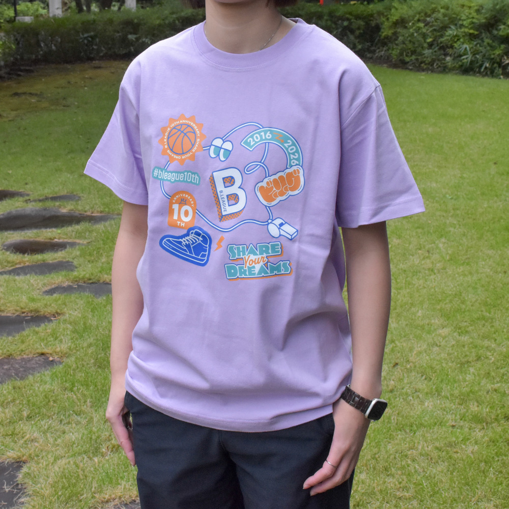 【全5色】B.LEAGUE 10th ANNIVERSARY Share your dreams Graphic T-shirt 詳細画像 ライトパープル 2