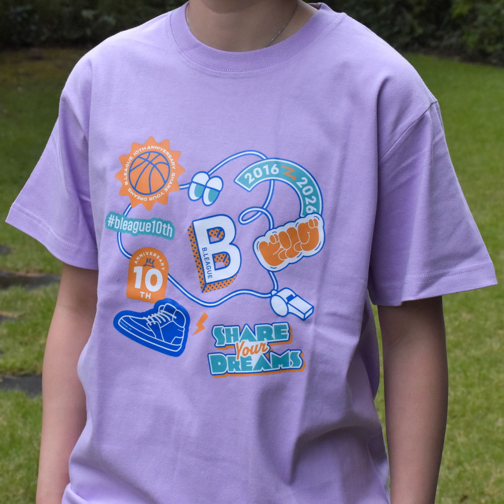 【全5色】B.LEAGUE 10th ANNIVERSARY Share your dreams Graphic T-shirt 詳細画像 ライトパープル 3
