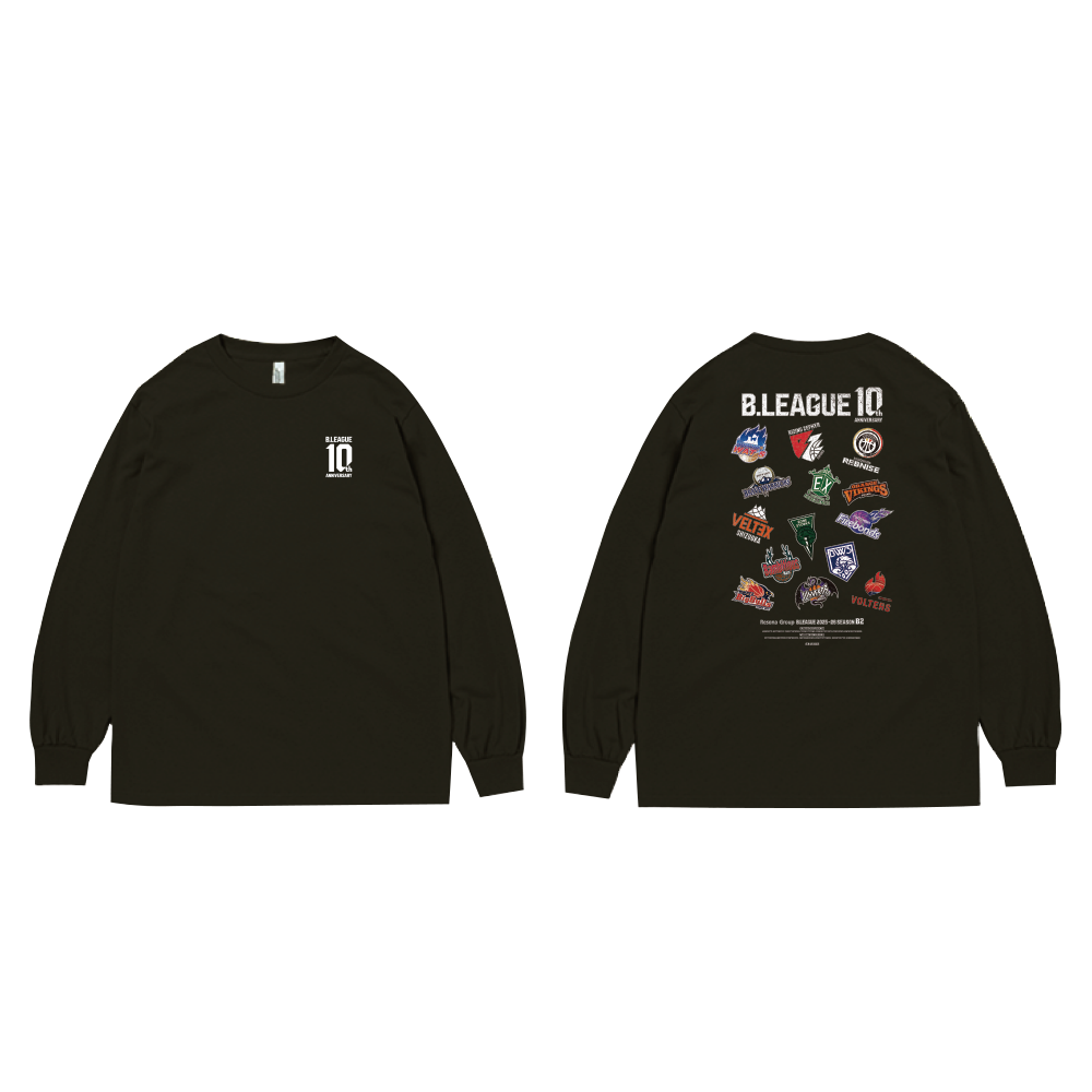 【全2色】B.LEAGUE 10th ANNIVERSARY B2 ALL CLUB LONG SLEEVE T-shirt 詳細画像 ブラック 1