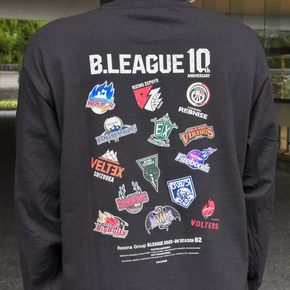 【全2色】B.LEAGUE 10th ANNIVERSARY B2 ALL CLUB LONG SLEEVE T-shirt 詳細画像 ブラック 2