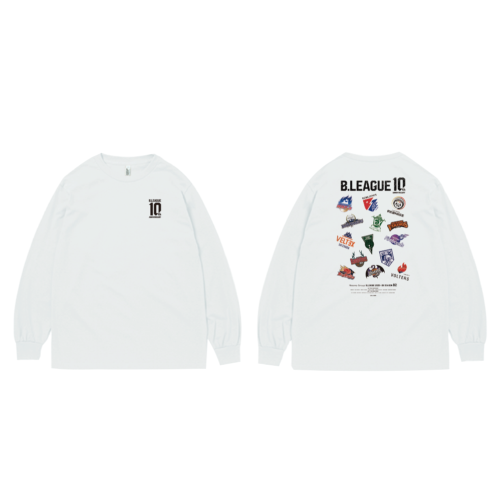 【全2色】B.LEAGUE 10th ANNIVERSARY B2 ALL CLUB LONG SLEEVE T-shirt 詳細画像 ホワイト 1