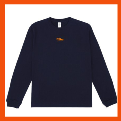VIKES刺繍ロングスリーブTee　BLACK×ORANGE