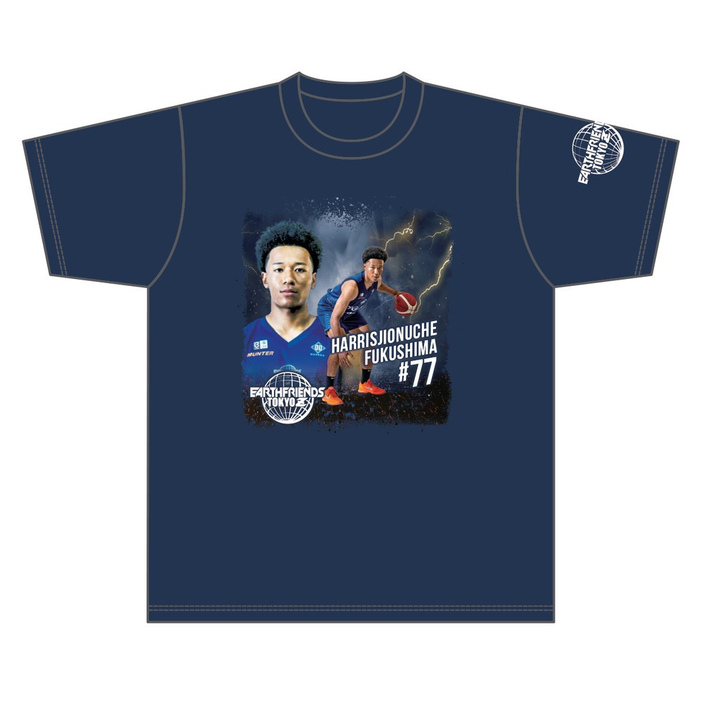 2026-27 全選手Tシャツ｜顔あり｜ネイビー 詳細画像 #77_福島ハリス慈音ウチェ 1