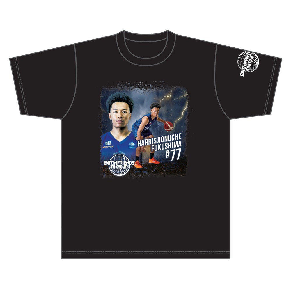 2026-27 全選手Tシャツ｜顔あり｜ブラック 詳細画像 #77_福島ハリス慈音ウチェ 1
